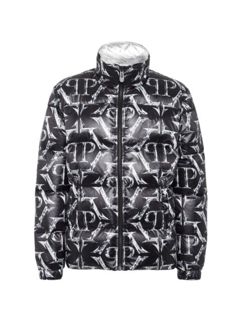 logo-print quilted padded jacket