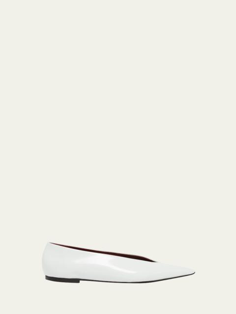 Proenza Schouler Slash Polished Leather Ballerina Flats