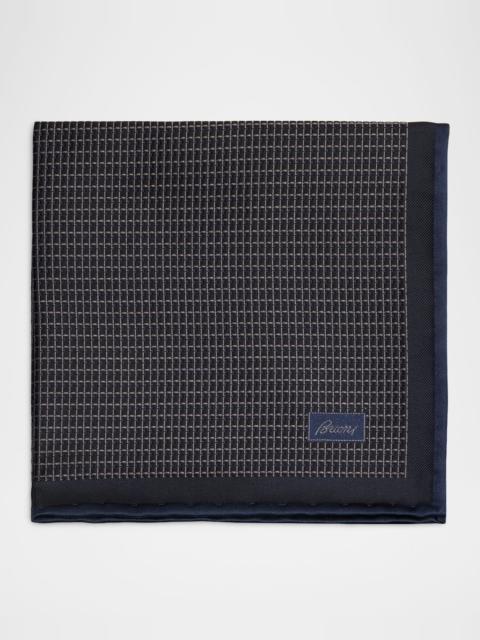 Brioni Men's Screen-Print Silk Pocket Square
