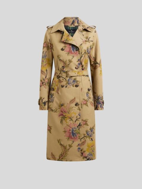 Etro COTTON GABARDINE TRENCH COAT WITH FLORAL MOTIF