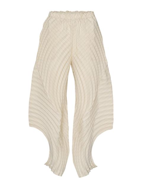 Curved Pleats Stripe Pants