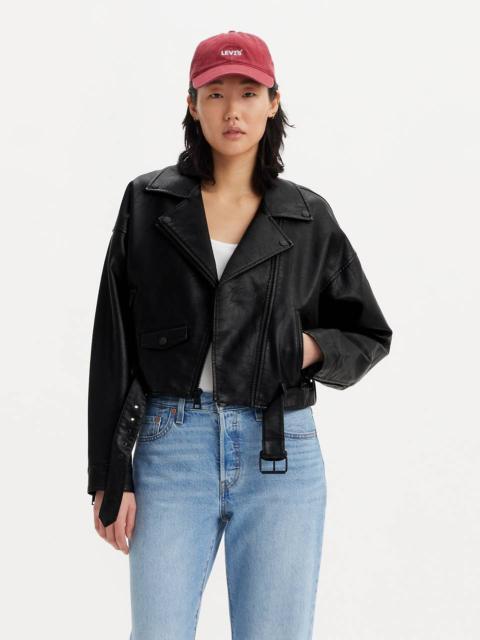 BELTED CROP MOTO JACKET