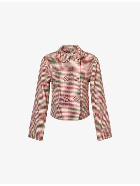 House of Sunny The Marie Check-Print Stretch-Woven Jacket