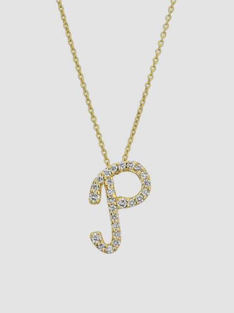 ROBERTO COIN Women's Tiny Treasures Script Initial 18K Yellow Gold, Ruby & 0.24-0.34 TCW Diamond Pendant Necklace