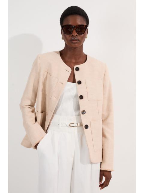 KAREN MILLEN Spring Tweed Tailored Pocket Front Tailored Blazer