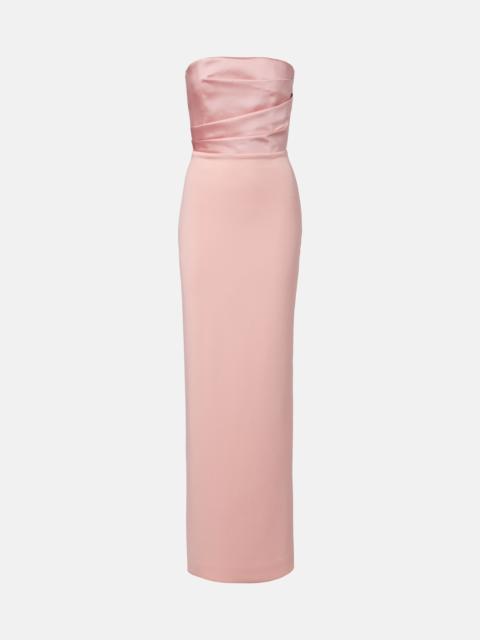 SOLACE LONDON Afra satin-trimmed bustier gown