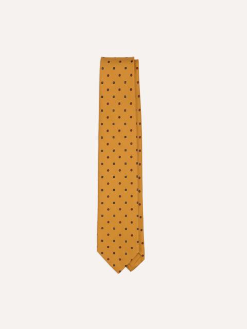 Drake's Mustard Flowers and Diamonds Print Silk Self Tipped Tie