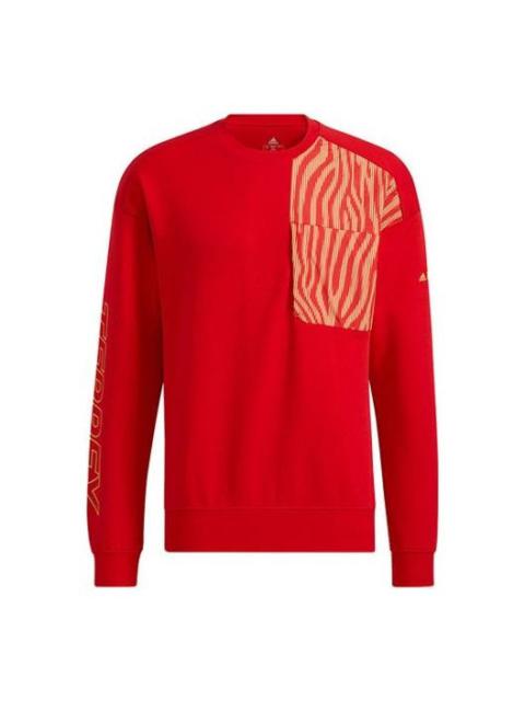 adidas Subject Printing Sports Pullover Long Sleeves Couple Style Red HE7323