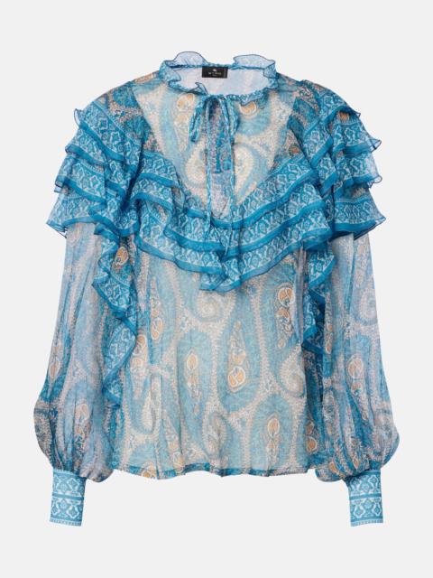 Etro Paisley ruffled silk blouse