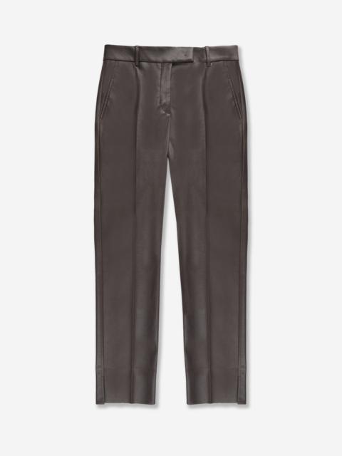 SLOWEAR Slim fit trousers in stretch faux leather