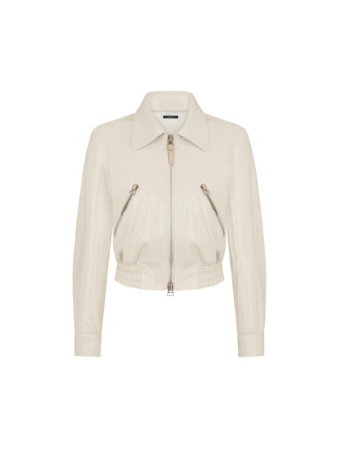 TOM FORD PATENT PYTHON PRINTED GOATSKIN BLOUSON