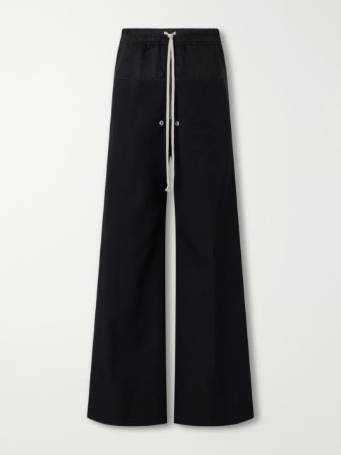Rick Owens Bela Wide-Leg Satin-Trimmed Virgin Wool-Whipcord Drawstring Trousers