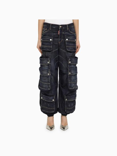 DSQUARED2 Navy blue denim cargo jeans