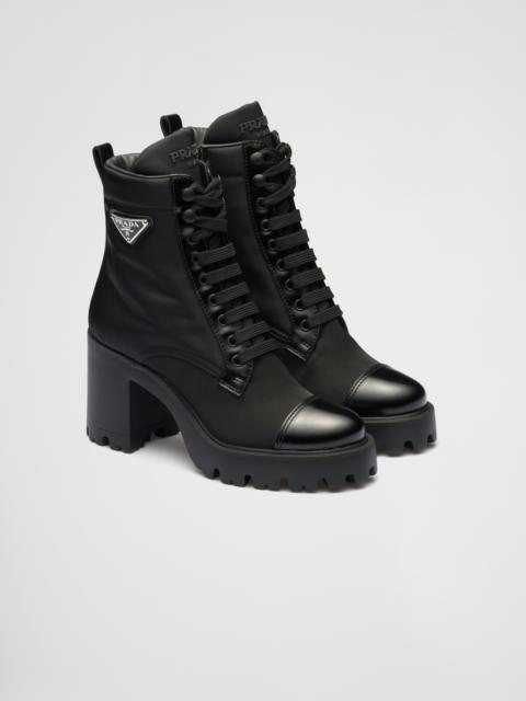 Re-Nylon and leather booties