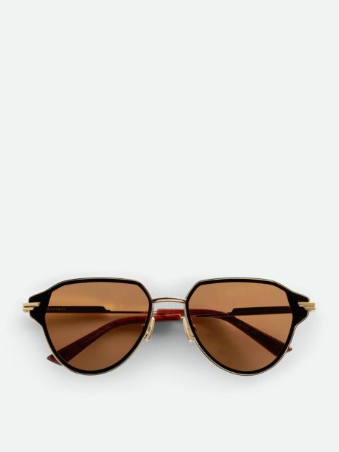 Bottega Veneta Glaze Metal Aviator Sunglasses