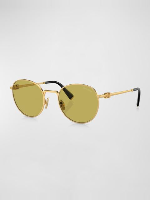 Miu Miu Logo Metal Round Sunglasses