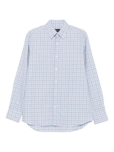 Brioni checked  Ventiquattro flannel-cotton shirt