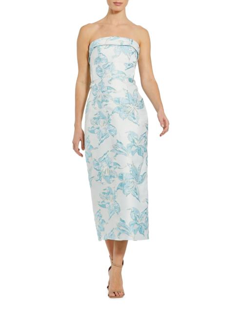 MAC DUGGAL Women's Cocktail Brocade Strapless Midi-Dress - French Blue