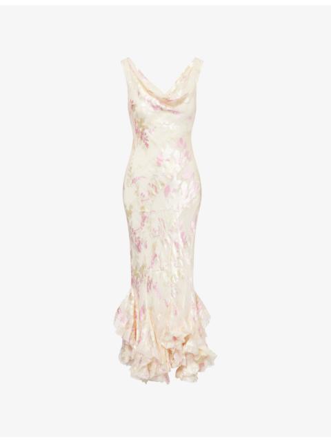 Reformation Evanthe Floral-Jacquard Woven Midi Dress