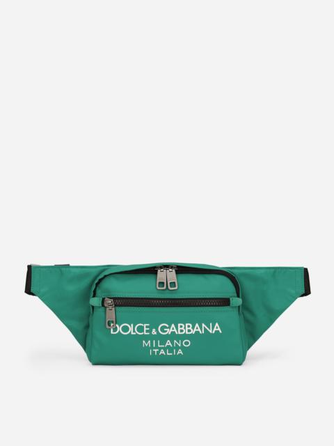 Dolce & Gabbana Small nylon belt bag with rubberized logo