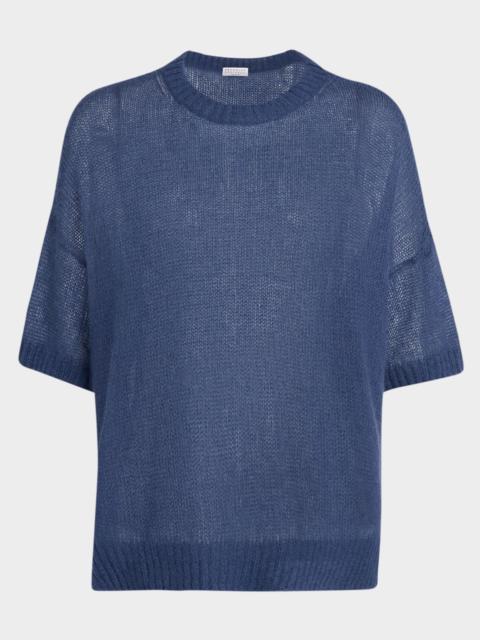 Brunello Cucinelli Mohair Shetland Gauze Crewneck Sweater