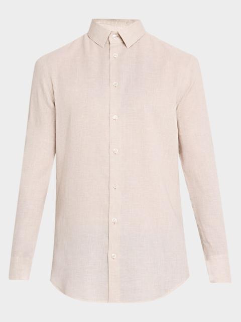 GIORGIO ARMANI Men's Linen Houndstooth Sport Shirt