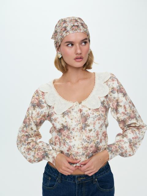 For Love & Lemons Betsy Floral Sweater