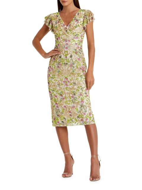 MAC DUGGAL Women's Embellished Cap-Sleeve Dress - Cream Multi