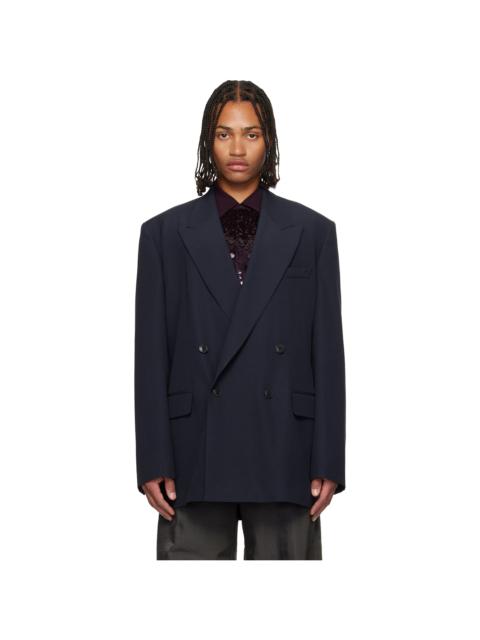 Dries Van Noten Navy Wool Blazer