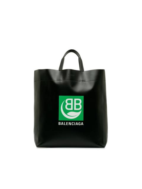 BALENCIAGA 2019 BB Market Logo leather tote bag