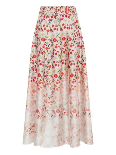 GABRIELA HEARST Dugald Pleated Midi Skirt in Uruguayan Flowers Printed Silk