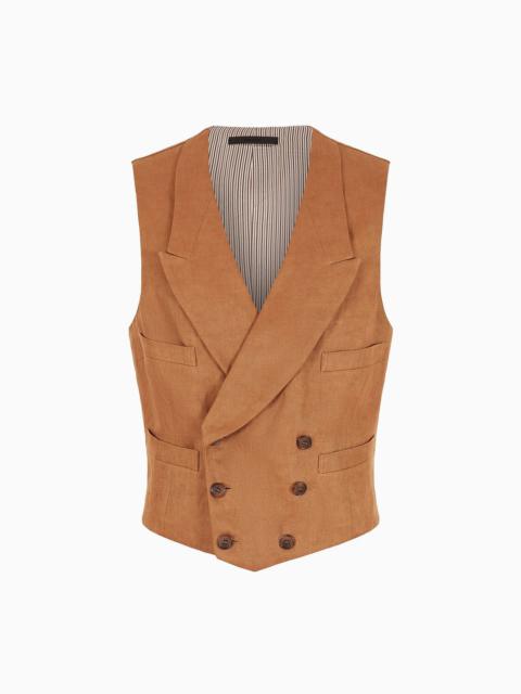 Double-breasted linen gilet