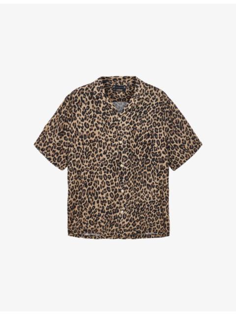 ALLSAINTS Leopardone Hawaiian-Collar Short-Sleeve Linen And Cotton-Blend Shirt