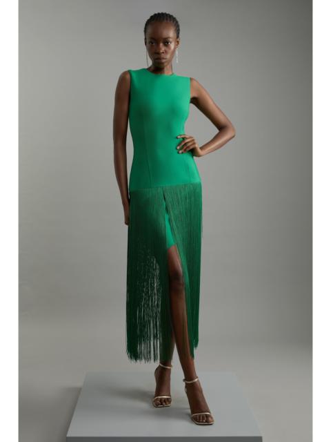 KAREN MILLEN Figure Form Bandage Tassel Hem Knitted Dress