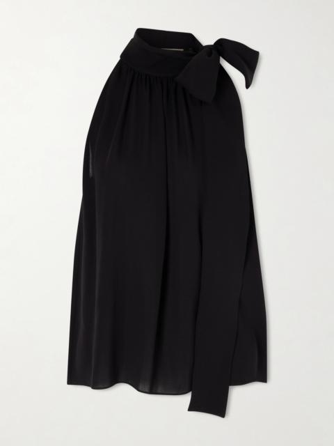 Valentino Bow-embellished Silk-georgette Top