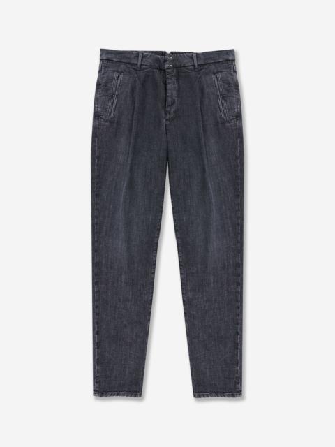 SLOWEAR Tapered fit tailored trousers in cotton denim