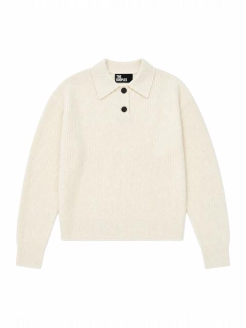The Kooples ECRU-COLORED MOHAIR AND WOOL BLEND POLO-NECK SWEATER