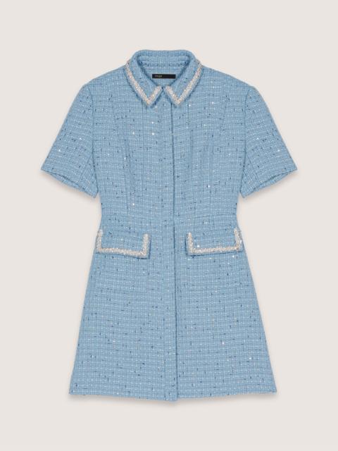 maje Sequin tweed mini dress