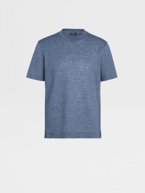 ZEGNA AVIO BLUE LINEN T-SHIRT