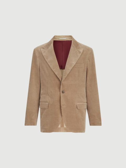Brunello Cucinelli Comfort cotton and cashmere corduroy deconstructed blazer with large peak lapels and metal buttons