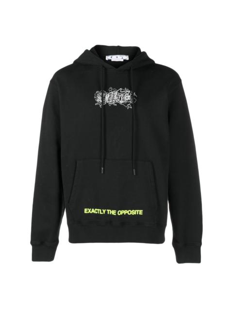 slogan-print drawstring hoodie