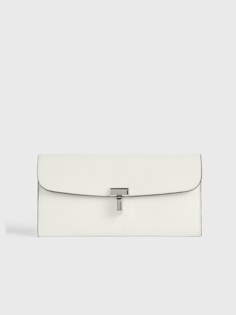 TOTEME T-lock palmellato-patent wallet off-white