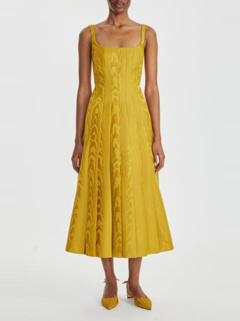 Adele Pleated Moire Midi Dress yellow