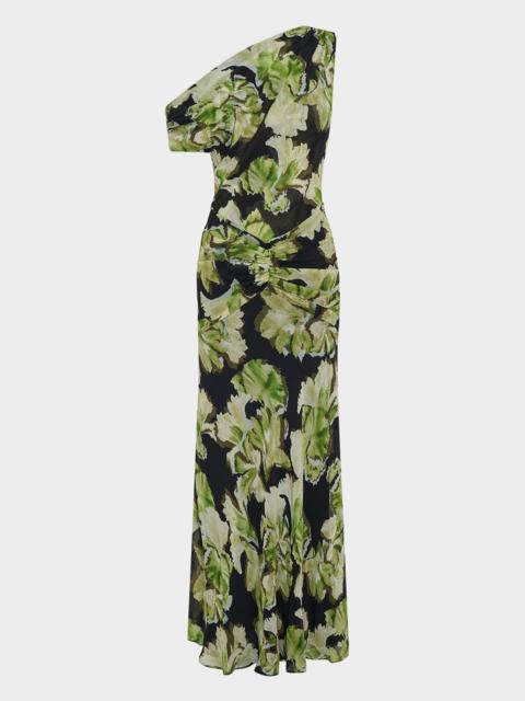 NICHOLAS Elza Gathered One-Shoulder Maxi Dress
