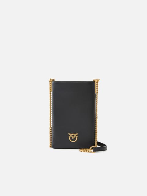 PINKO LEATHER SMARTPHONE CASE WITH SHOULDER STRAP