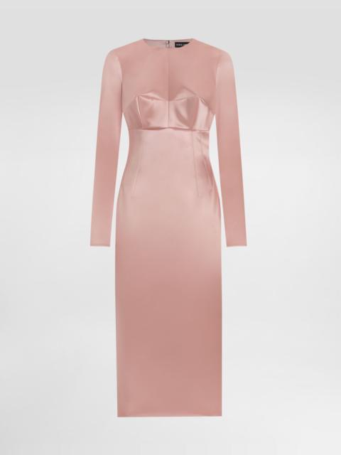 Dolce & Gabbana Stretch satin round-neck calf-length dress