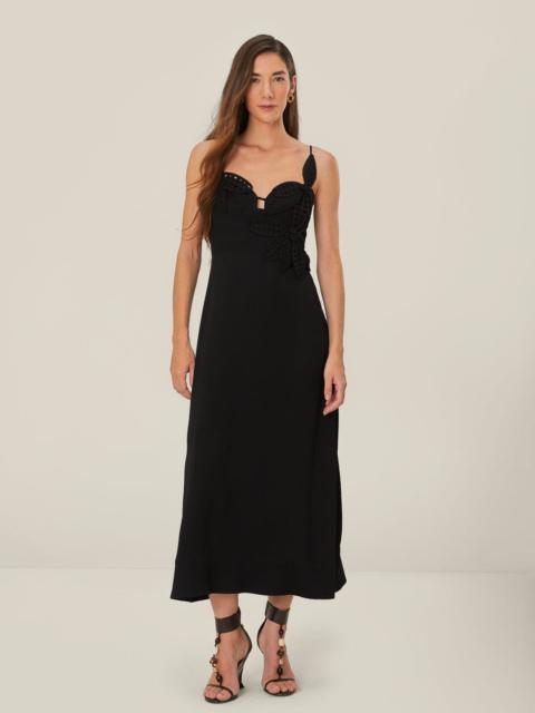 FARM RIO Black Flowered Bust Midi Dress