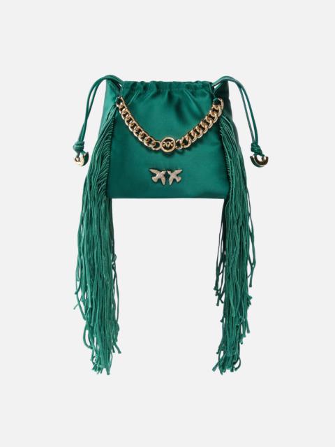 PINKO SATIN MINI CLUTCH WITH FRINGING