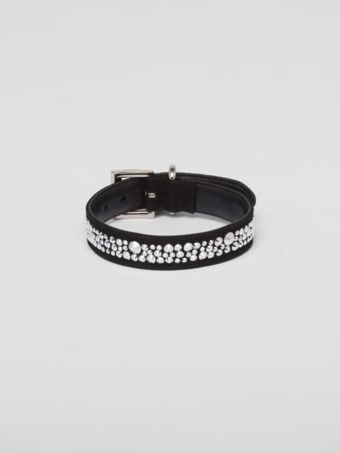 Prada Crystal-studded suede pet collar