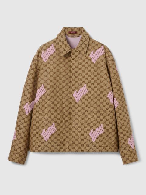 GUCCI Embroidered canvas linen blend jacket